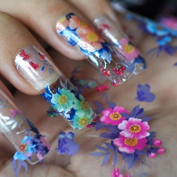 

Nail Art Transfer Foil Nail Sticker Tip Decal Decoration Design DIY Flower Series Pink Red Blue Green Flower Bulk GL118