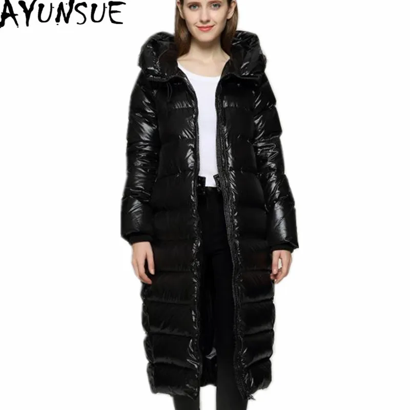 AYUNSUE High Quality Women's Down Jacket Long Black Winter Coat Casual Slim Jackets For Women Warm White Duck Down Coats WXF140