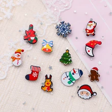 

Christmas Day Decoration Cartoon Santa Claus Christmas Tree Snowman Snowflake Deer Christmas Brooches Pins For Women Badges
