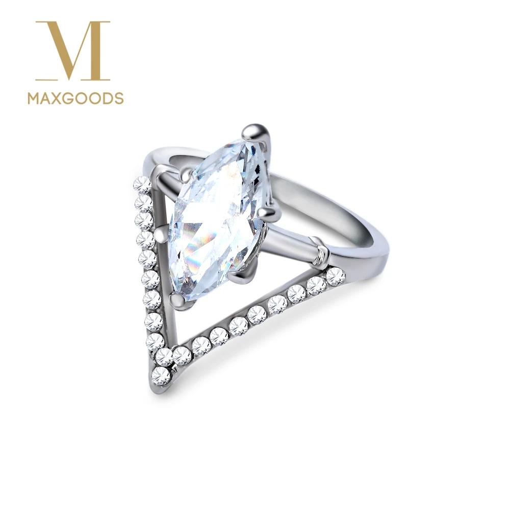 1 Pcs Unique Bohemian Engagement Oval Rings V shaped Design Shiny