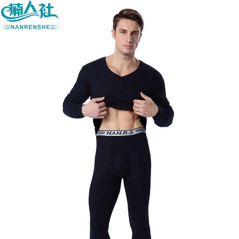 Men's Cotton Underwear Long Johns Thermal Pants Mens V Neck Thermo