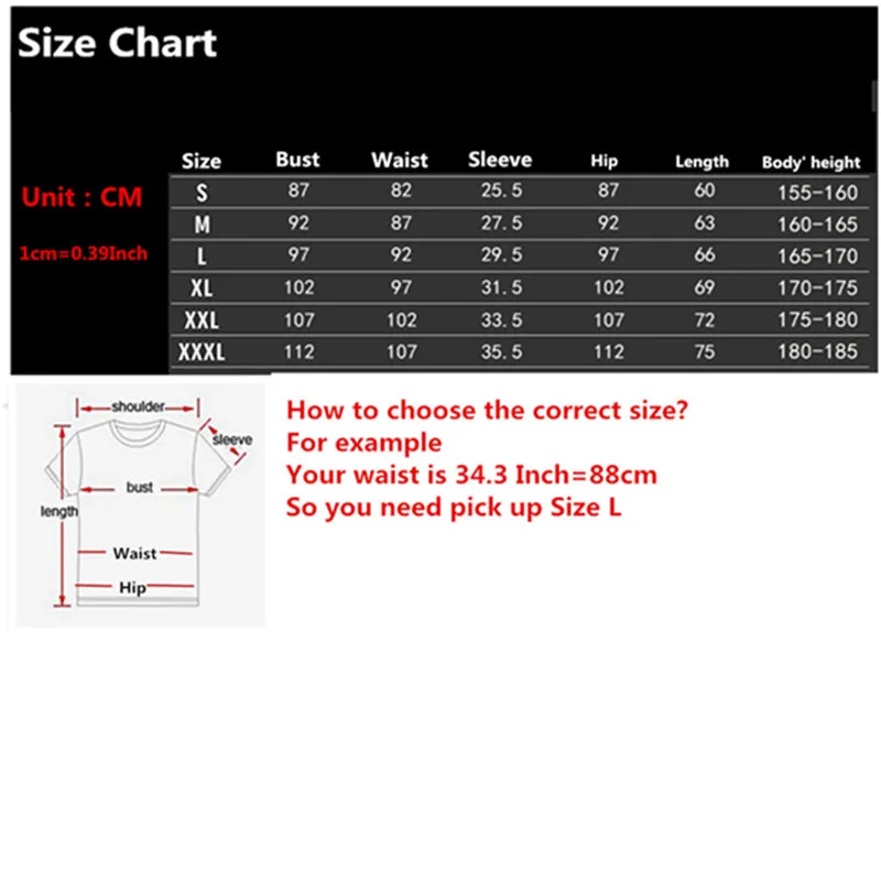 Size chart T shirt