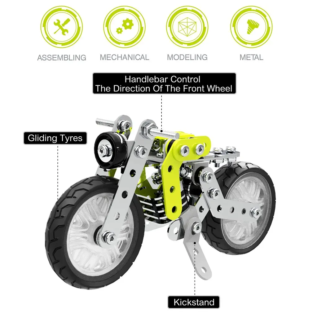 

Stainless Steel Retro Motorcycle Building Blocks Educational Kids Toy 3D Metal Puzzle Model Building Motorcycle 120/158/188pcs