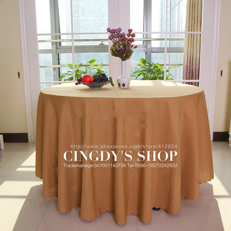 

100% Polyester Light Coffee Plain Table Linen 3.2M Round Tablecloth For Dinning Table Cloth For Hotel Banquet Free Shipping