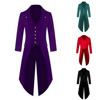 

Classic Men Long Tuxodo Blazer Fashion Windbreaker Coat Punk Retro Tuxedo Suit Wedding Party Mens Blazer Suit Jacket Plus Size
