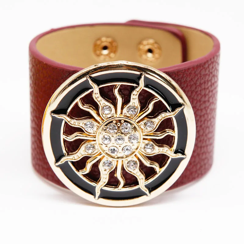 Новые Модные женские ювелирные изделия из искусственной кожи регулируемый браслет широкий сплав панк ретро браслеты& ювелирные женские браслеты подарок - Окраска металла: Red