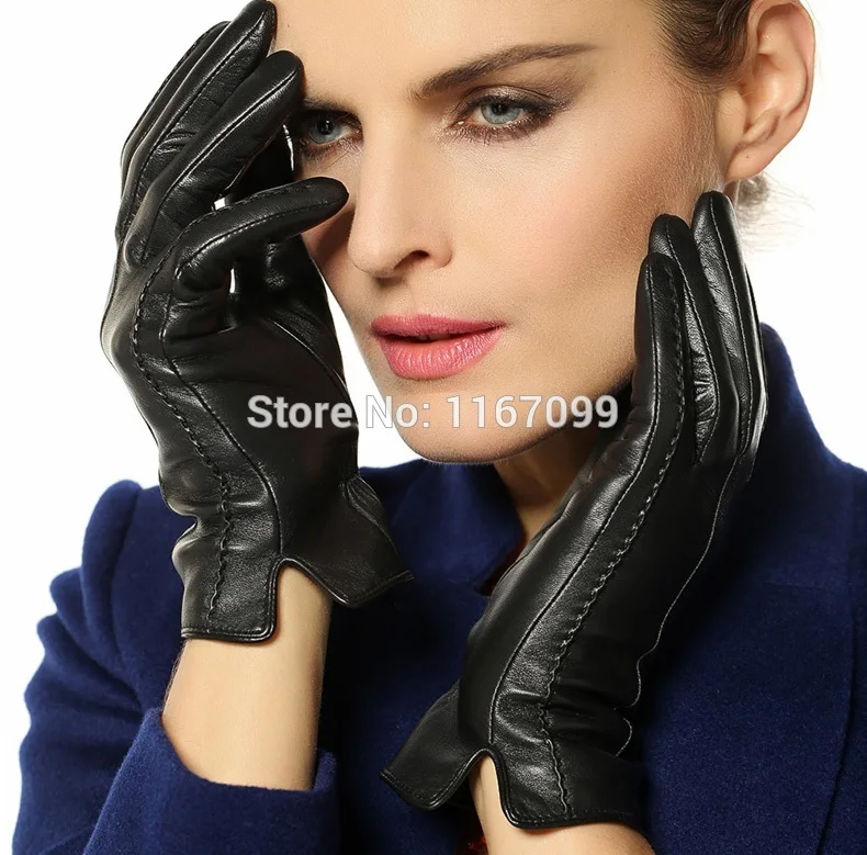 Новинка, женские перчатки из натуральной кожи, зимние перчатки, теплые, черные, коричневые, темно-коричневые, фиолетовые, темно-синие, винные