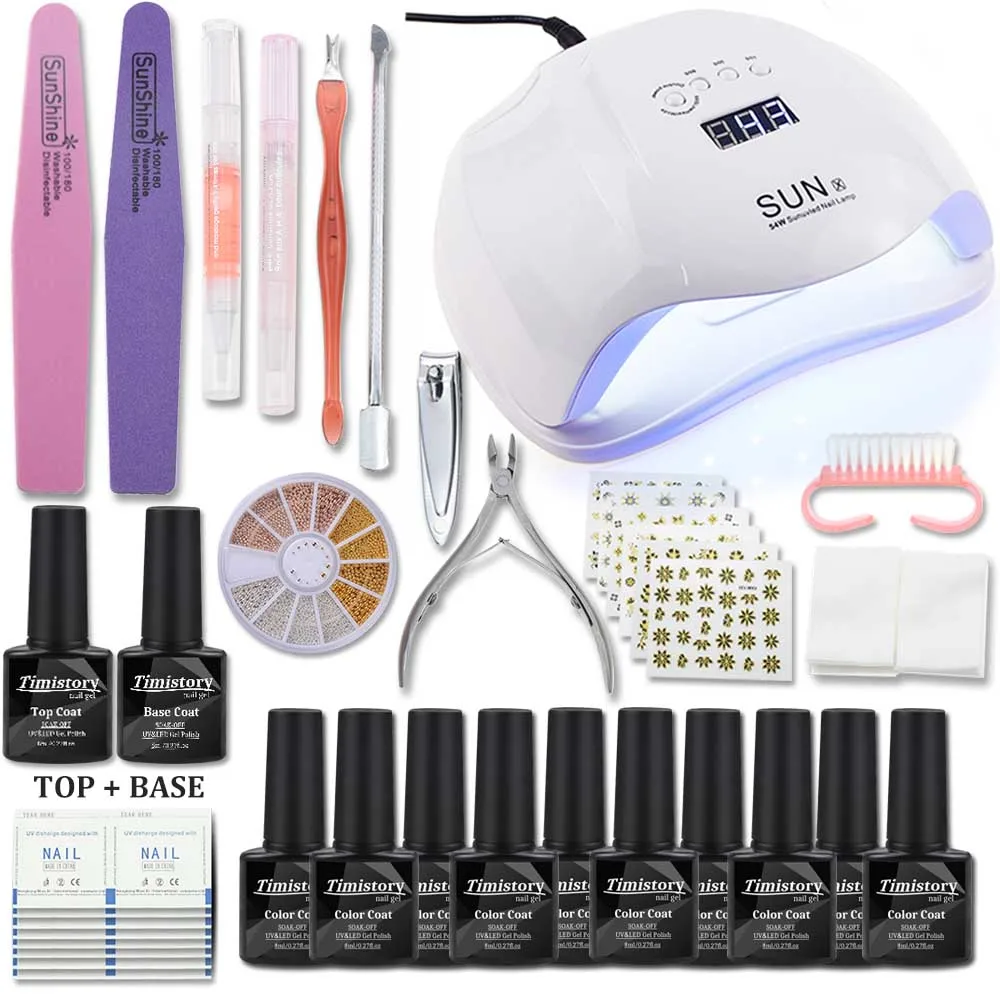 

Nail Set 72/54/48/40W Led Nail Lamp Set 10 Color Soak Off Nail Polish Gel Varnishes Base Gel Top Coat Kit Manicure Tool Set