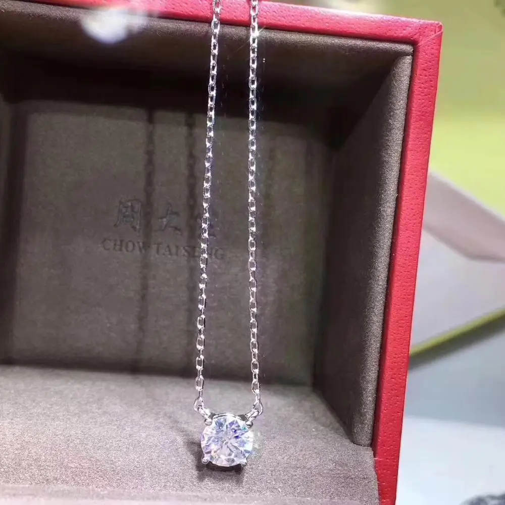 

Poetry Of Jew Store Round Silver Moissanite Pendants 1ct D VVS Luxury Moissanite Weding Pendants for Women