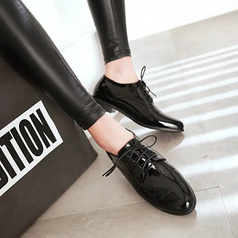 ASUMER/большой размер 30-48 2018 новые классические туфли-лодочки из лакированной кожи женские туфли на квадратном низком каблуке с острым носком