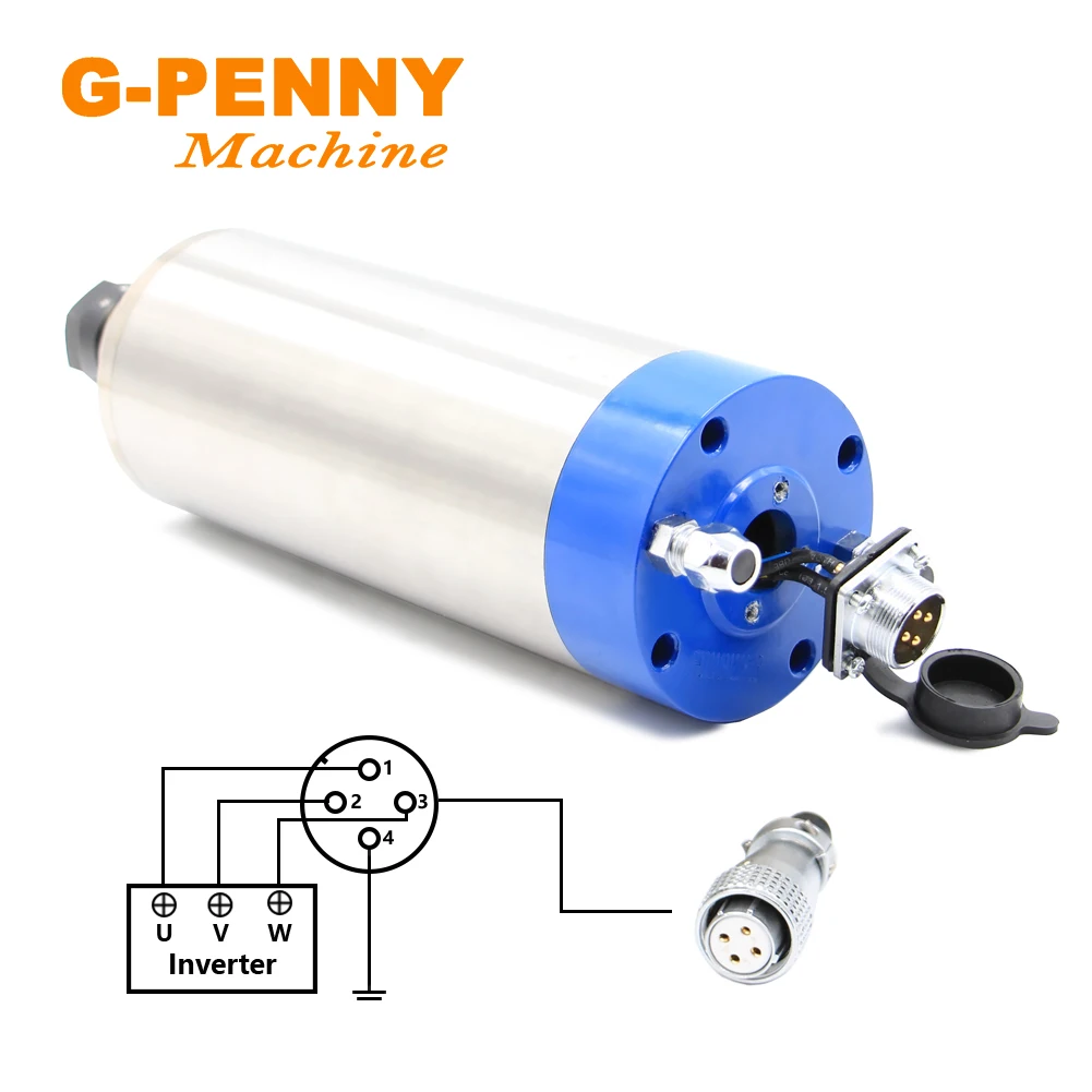 G-penny CNC spindle motor 2.2kw ER20 Metal Spindle water cooled 800Hz Pole=4 Used for metal,iron,stainless steel water cooling