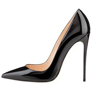 

Black Patent Leather Pump Pointed Toe Stiletto High Heel Dress Shoes Fashion Candy Color Office Lady Party Dress Shoes 120MM