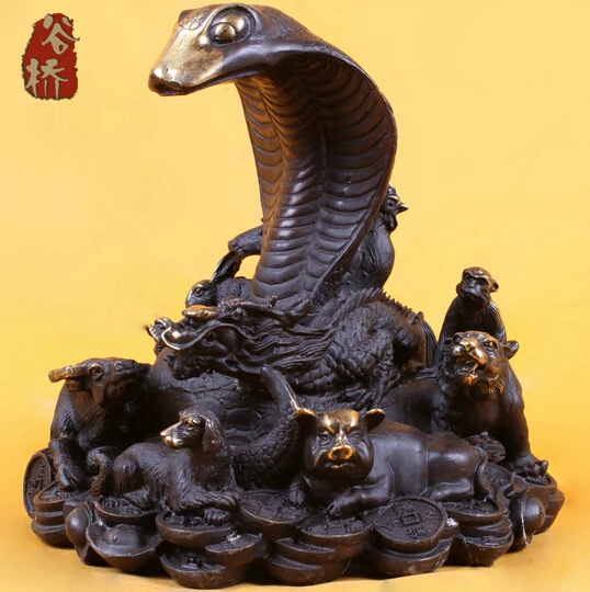 

B0601 418Bronze sculpture, copper crafts decoration zodiac snake zodiac animal buddha bronze sculpture, decoration statue