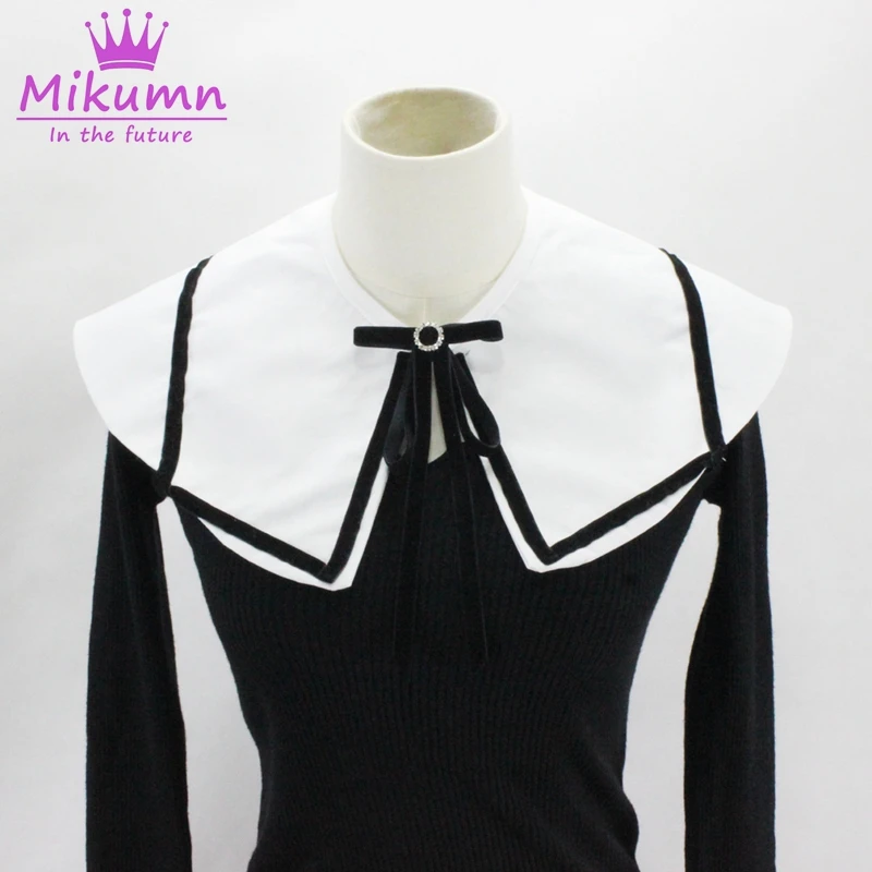 

Black Bow Sailor Collar For Women Fake Collar Detachable False Collars Ladies Blouse Dress Clothing Accessories
