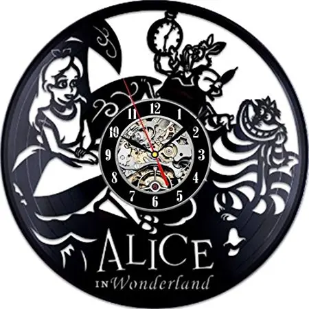 Алиса в стране чудес Виниловая пластинка настенные часы, Mad tea вечерние часы/арабские цифры/Лазерная резка виниловой пластинки - Цвет: 6