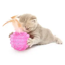 Кошка Скребок шары с перьями игрушечная кошка красочные царапин игрушечная кошка s играть интерактивные звонкое ролл пластиковой трубы