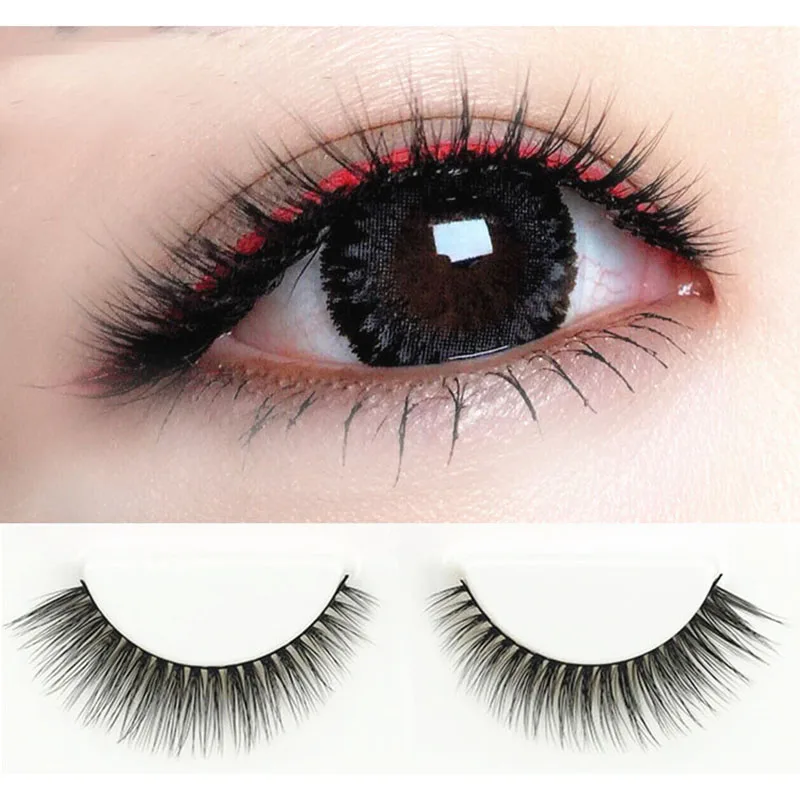 3 Pairs Fashion Winged False Eyelashes Natural Crisscross Full Strip