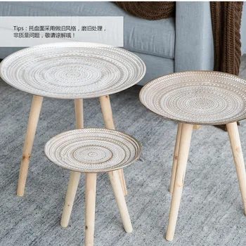 

Europe teapoy for living roomFactory sell directly hot Nordic small table Wood shelf basket Floor Type wood salver brief
