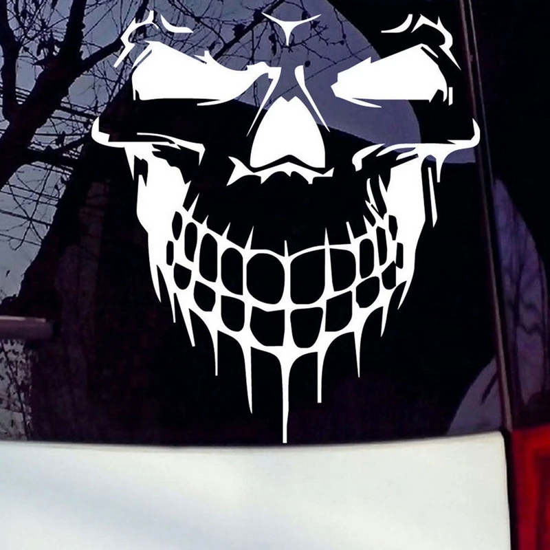 1 PC Big Size 40x36CM Skull Head car sticker Reflective Vinyl Car Styling Car-covers Engine hood door window truck Car sticker (4)