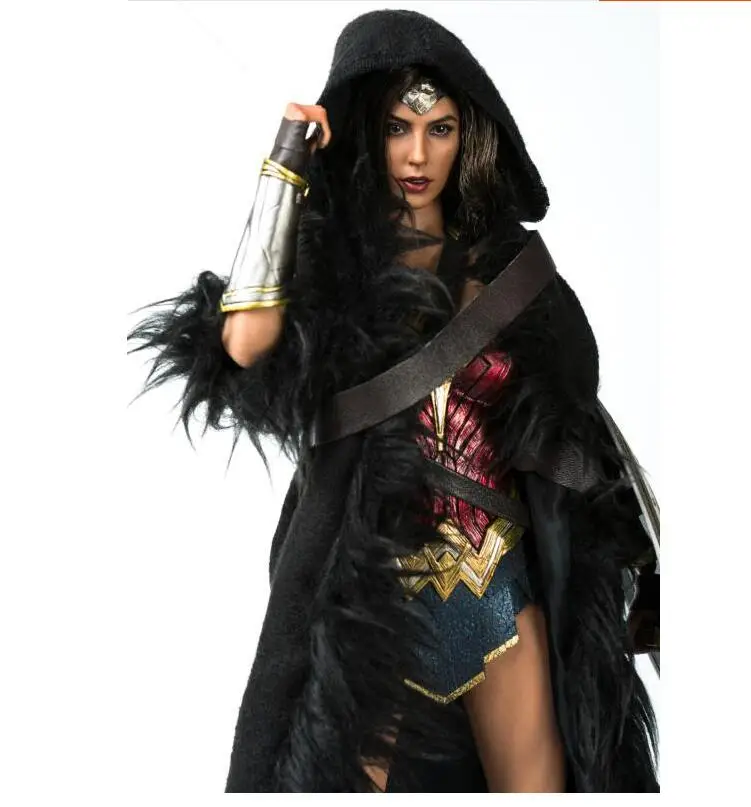 VSTOYS 1/6 черный плащ Wonder Woman длинное пальто F 1" Женская фигурка тела