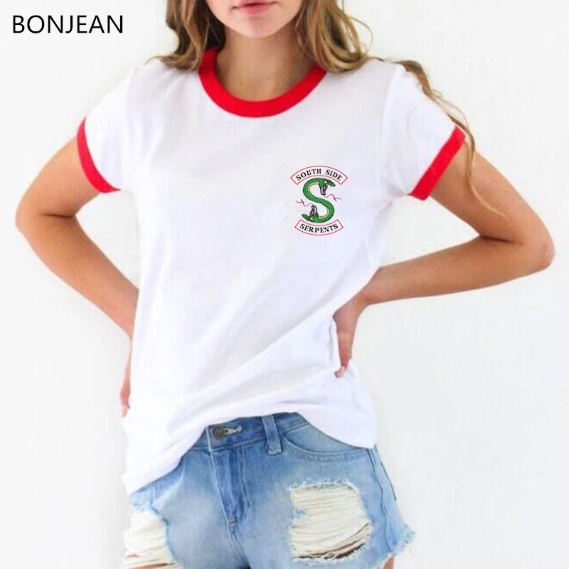 Женская футболка с веревочным подолом летняя саутсайдом и змеями|Футболки| |