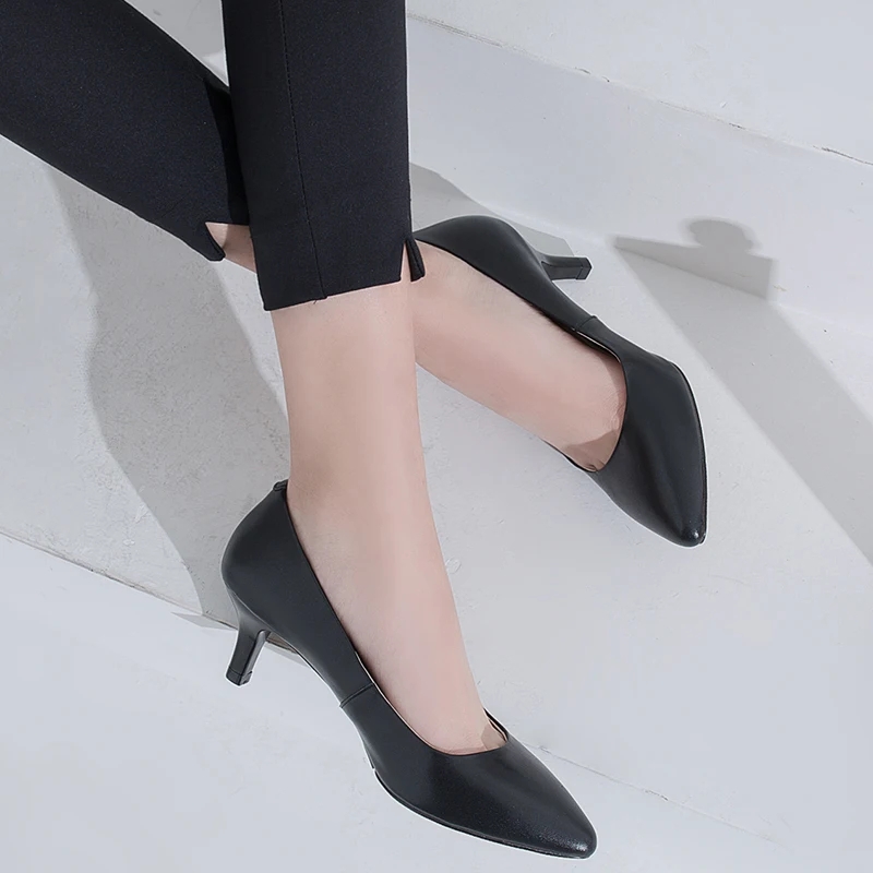 

SARAIRIS New Cow Genuine Leather Sheepskin Pigskin Woman Shoes Sexy Pointed Toe Elegant Thin Heels Shoes Women Pumps