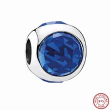 925 стерлингового серебра Королевский синий граненые кристаллы Сияющие капли бусины DIY Fit PANDORA Подвески для женщин ювелирных изделий FL512-B