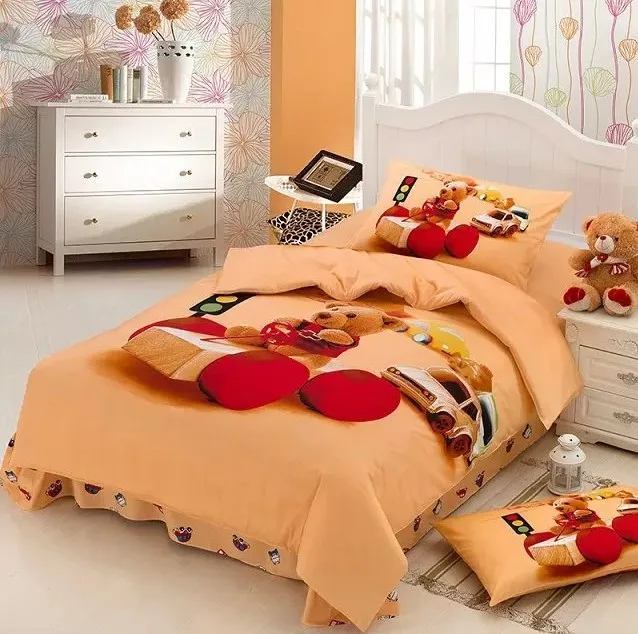 Teddy Bear Bedding set duvet cover bed in a bag sheet Cartoon cute Baby