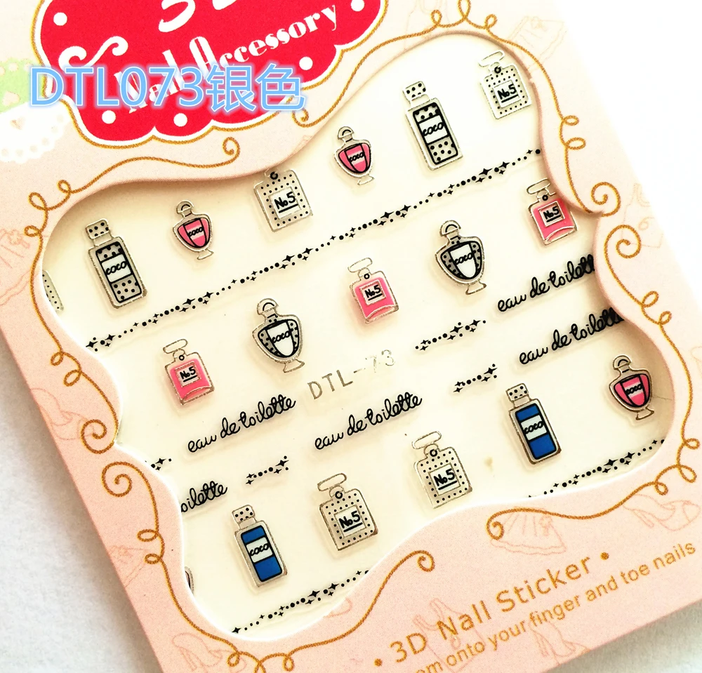 

1 Sheet Fashion Nails Art Manicure 3D Silver Decorations Design Back Glue Nail Stickers For Nails Tips Beauty