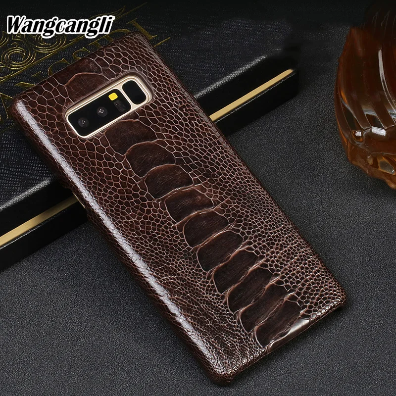 Wangcangli Luxury phone case for Samsung note 8 rare ostrich foot skin phone protection back shell Genuine Leather phone cover