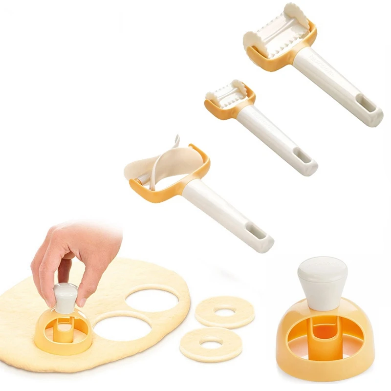 

4Pcs/Set Roller cutter Rolling Angel Biscuit Cookies Cutter Mold Maker Cake DIY Decorating Wavy Squares Circular Wave Cutter