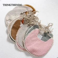 Baby Tassel Saliva Towel Floral Vintage Newborn Photography Double Side Bibs Boys Girls Props Bandana Countryside Costume Kids