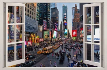 

3D Effect Window WALL STICKERS NEW YORK Times Square Sticker Decor Mural