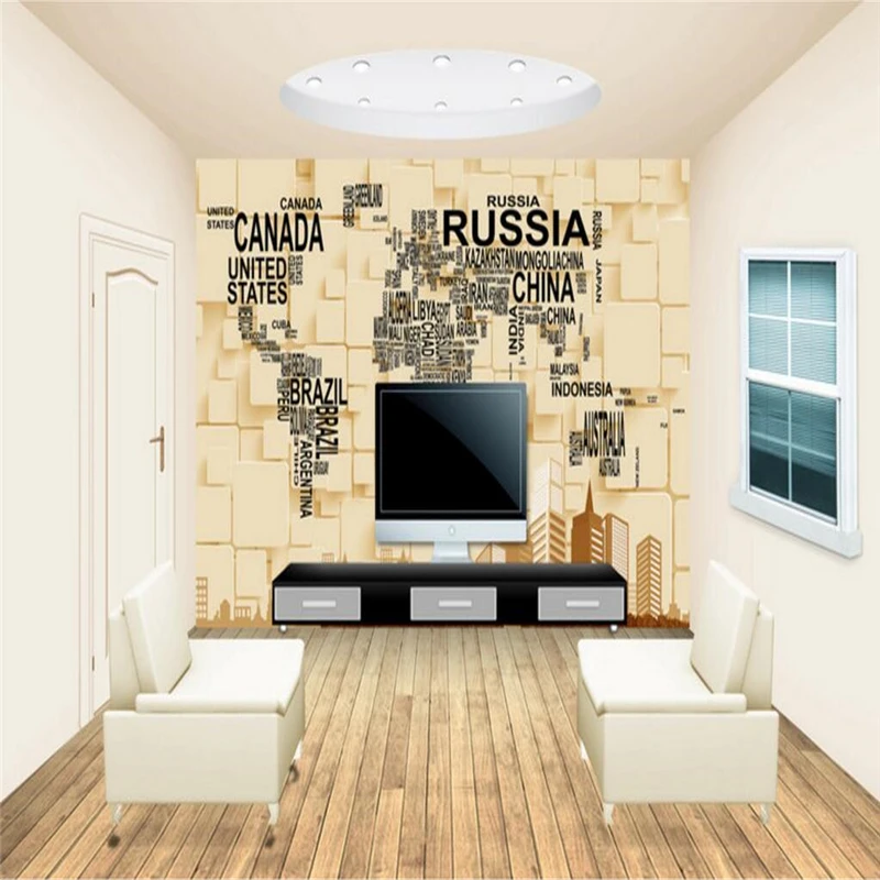 Custom Photo Wallpaper Mural Wallpaper Creative World Map 3D 3D Mural Background Wall papel de parede wallpaper for walls 3 d
