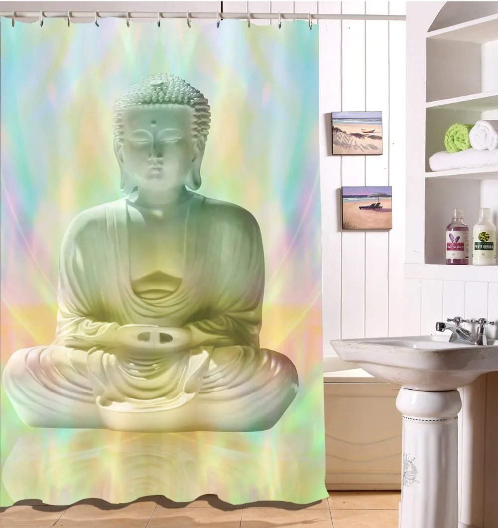 wasserdicht stoff buddha meditation zen entspannen dusche vorhang bad  mildewproof polyester 72 zoll 12 haken bad produkt
