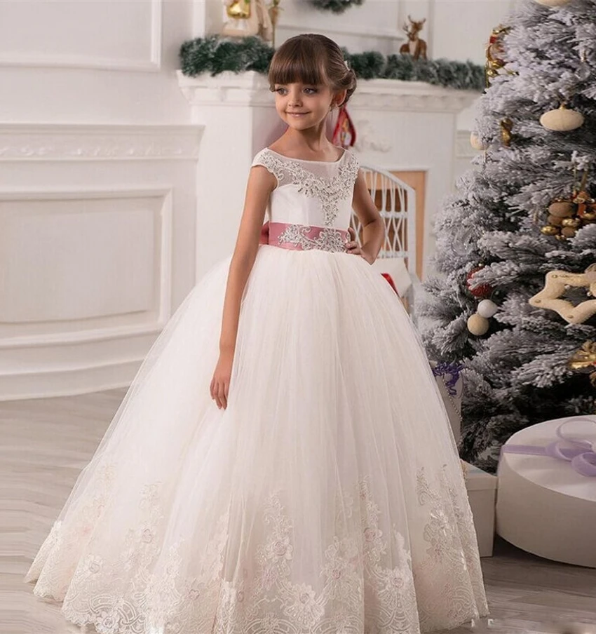 white ball gowns for little girls