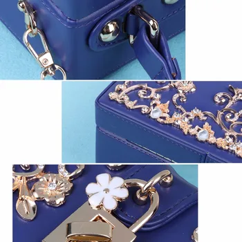 

2019 New Fashion Women Flowers Carved Hollow Lock Handbag Shoulder Bag Evening Bags