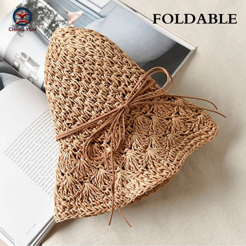 

CHING YUN Summer Women & childhat sun hat Lafite straw brim beach Handmade hat Sunscreen Seaside travel Vacation leisure hat