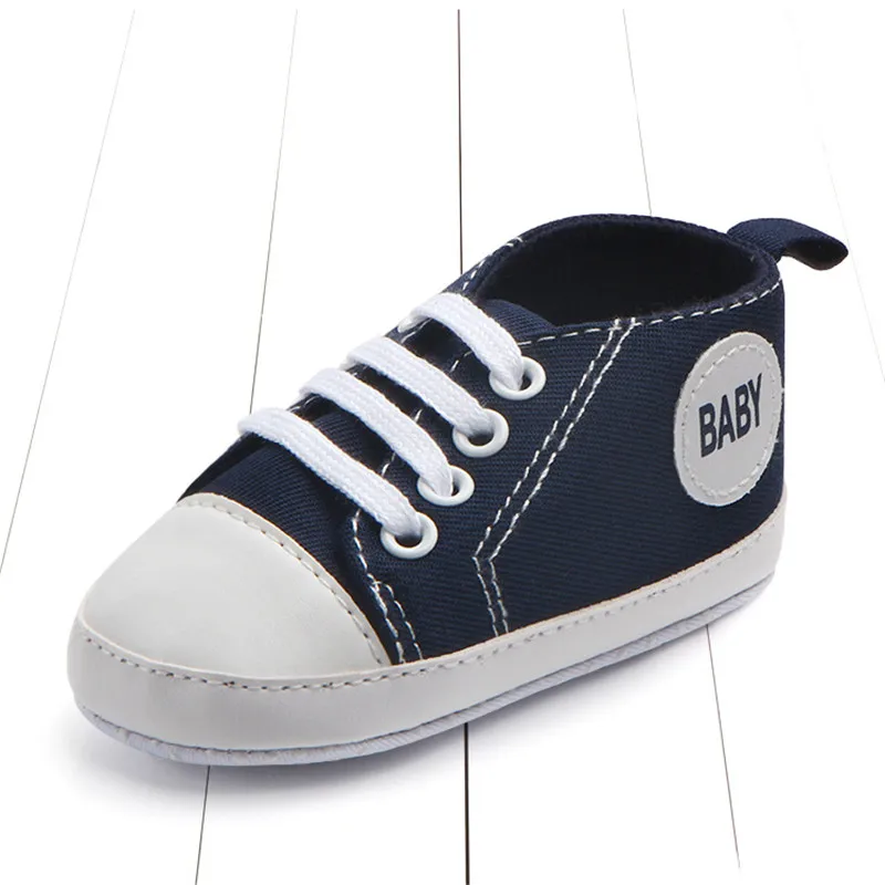 Обувь для маленьких мальчиков; парусиновая хлопковая обувь для малышей; повседневная обувь на шнуровке; обувь для начинающих ходить - Цвет: Darkblue