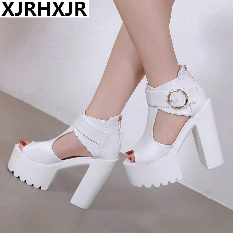 14cm thick heel sandal new style spring and summer women's shoes sexy night club super high heel open toe party shoes