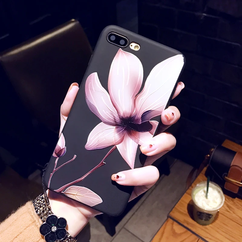 UOJSJK زهرة جراب هاتف ل iphone 6 6 s 7 8 زائد X حالات سيليكون أزياء المرأة لينة غطاء للحماية ل iphone XR XS ماكس حالة