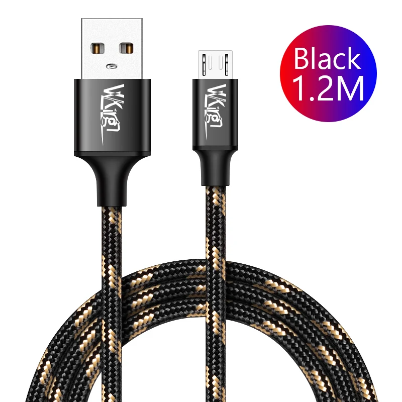 VVKing Micro USB кабель 2.4A нейлон Быстрая зарядка USB кабель для передачи данных для samsung Xiaomi LG планшет Android мобильный телефон usb зарядный шнур - Тип штекера: Black-1.2M