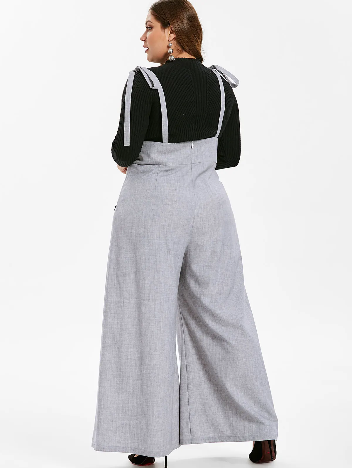 plus size high waisted suspender pants