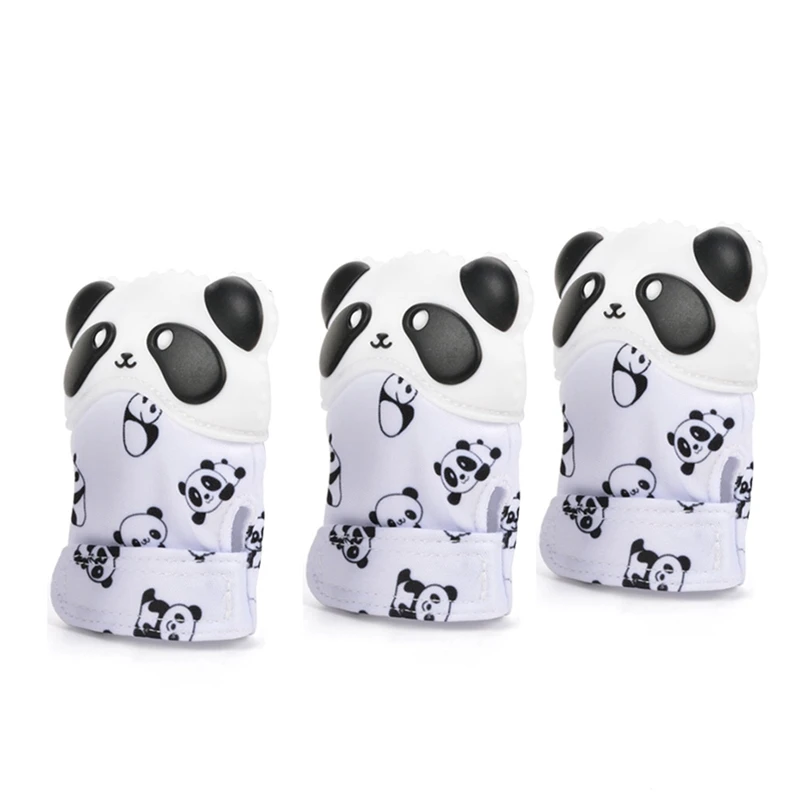 

Silicone Teether 1pc Baby Pacifier Glove Teether Panda Animal Mitten Wrapper Sound Teething Chewable Bead Newborn Toddler Infant