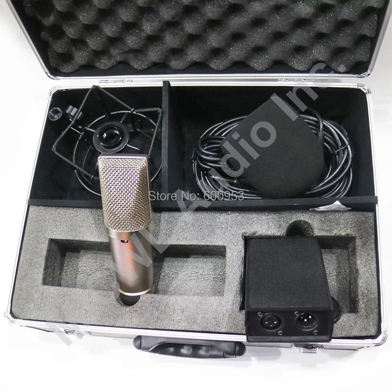 AK47 большой мембранный Студийный конденсаторный кардиоидный микрофон с записывающим устройством с коробкой ударные крепления фантомный кабель питания пена