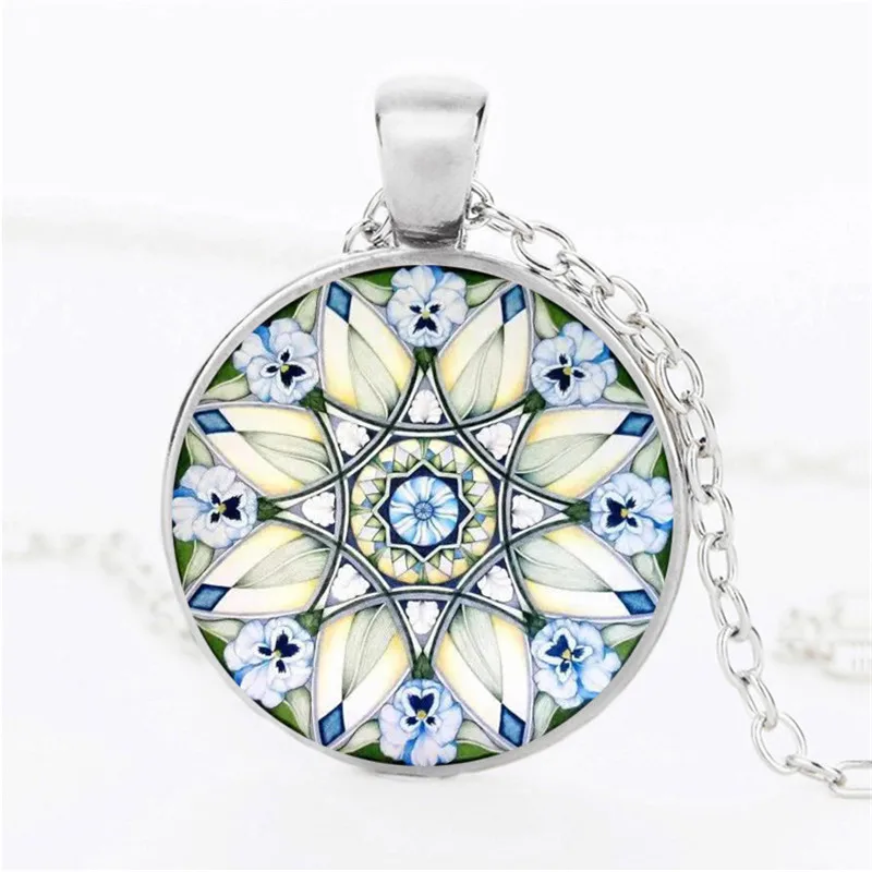 

New 2018 Flower of Life Necklace Om Yoga Chakra Pendant Mandala Necklace Fashion Glass Dome Sacred Geometry Women Jewelry