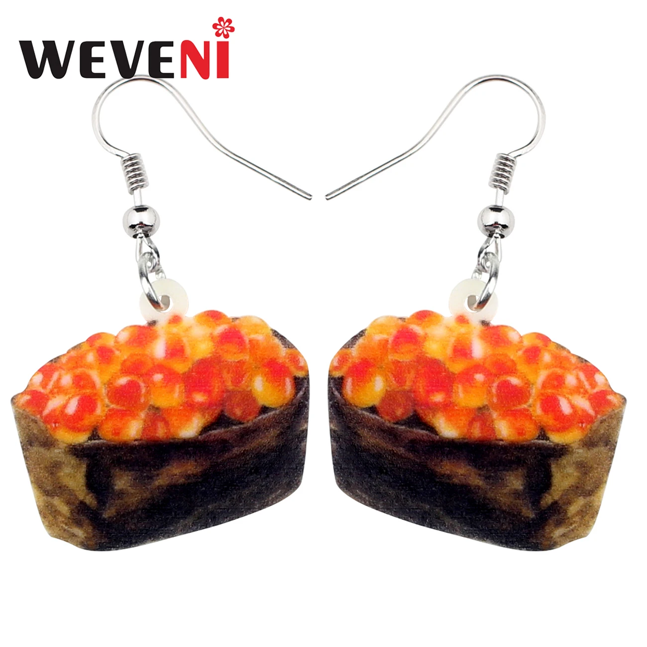

WEVENI Acrylic Japanese Roe Sushi Earrings Drop Dangle Original Food Jewelry For Women Girls Teens Gift Charms Accessories 2019