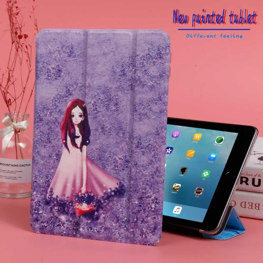 

New Painted Tablet Case for Apple iPad air 2 Shockproof Case iPad air 2 9.7-Inch Painted Tri-Fold Flip Case fundas coque