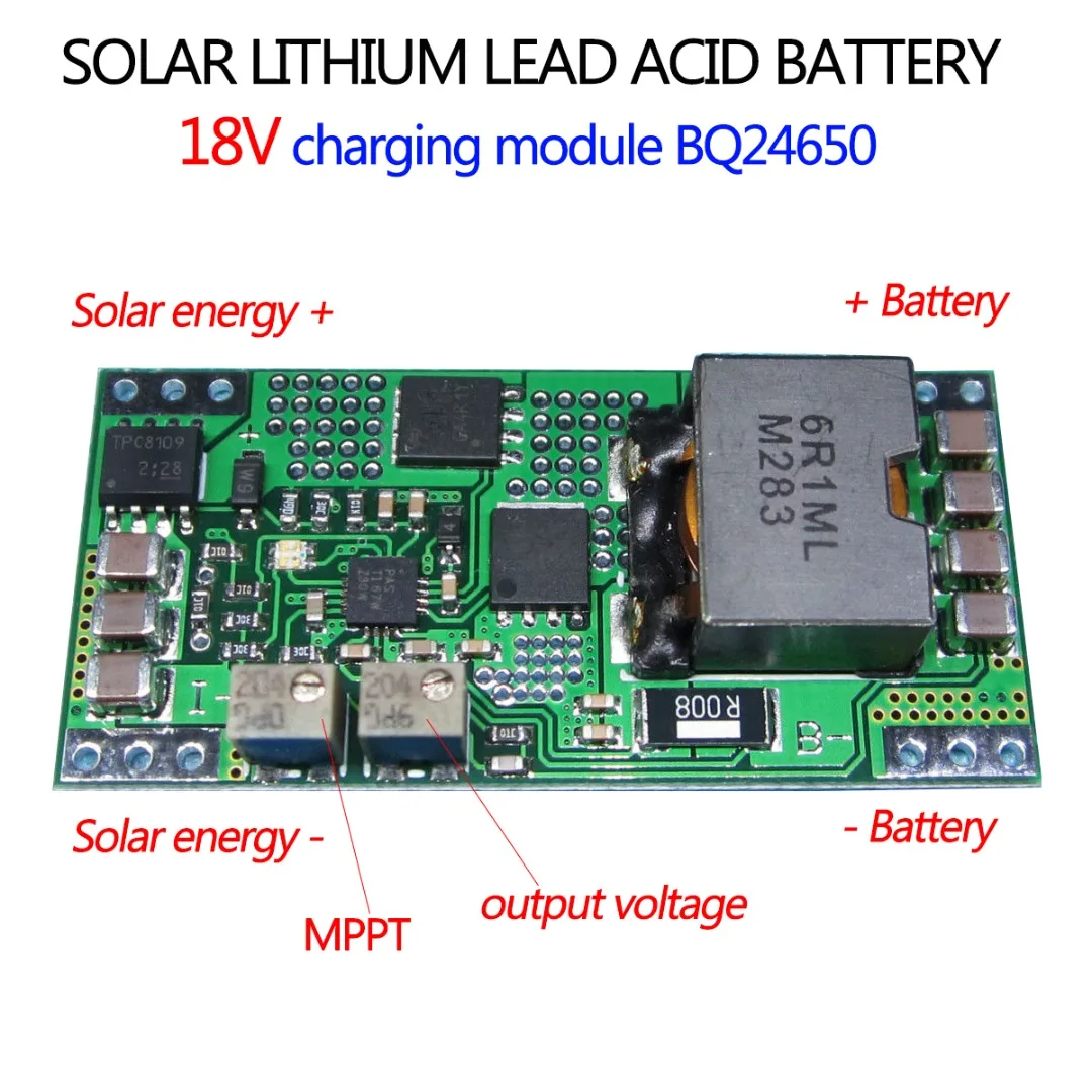 

BQ24650 MPPT Solar Charging Module Panel Lithium Lead-acid Battery Charging Board 18V Solar Controller