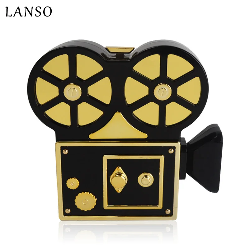 

LANSO Personality Vintage Funny Video Recorder Acrylic Evening Bags Unique Design Women Handbags Party Purse Clutch Bag